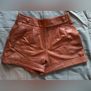 Sézane William Brown Leather Shorts